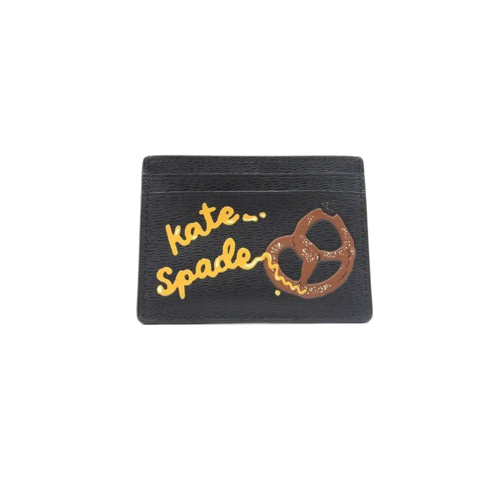 NWT Kate Spade NYC Big Apple Pretzel Small Saffiano Slim Card Case Holder Black